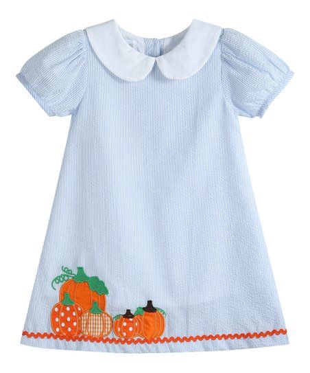 Lil Cactus Blue Seersucker Pumpkin Collared A-Line Dress - Infant, Toddler & Girls | Zulily