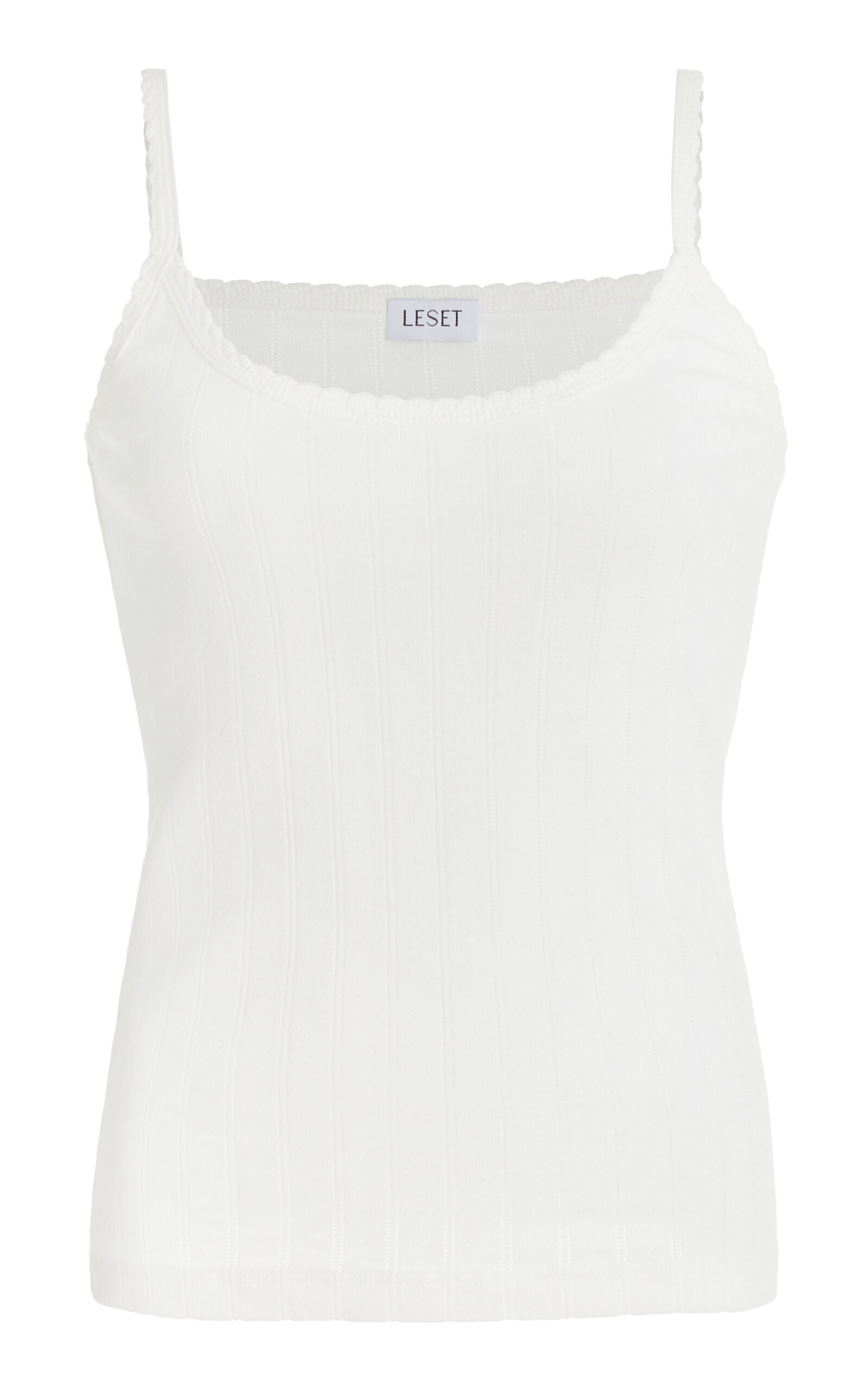 Leset - Pointelle-Knit Cotton Tank Top - White - XL - Moda Operandi | Moda Operandi (Global)