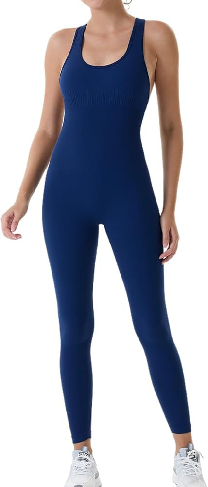 AUROLA Power Workout Jumpsuit for Women Yoga Gym Seamless One Piece Racerback Tummy Control Padde... | Amazon (US)