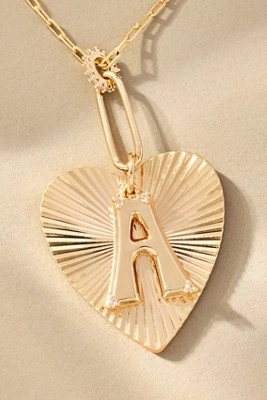 Fluted Heart Pendant Monogram Necklace | Anthropologie (US)