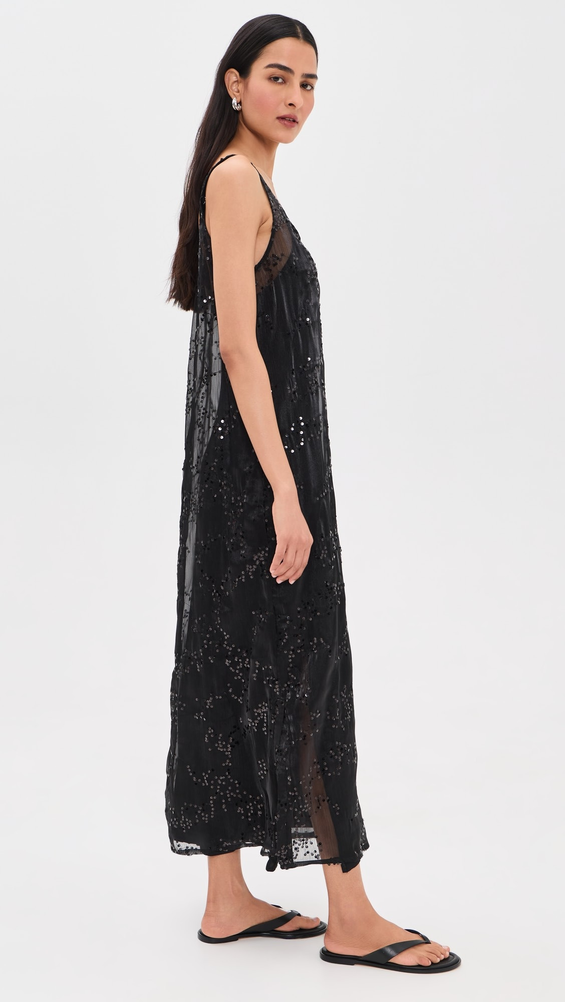 Neve Sequin Midi Dress Black | Shopbop