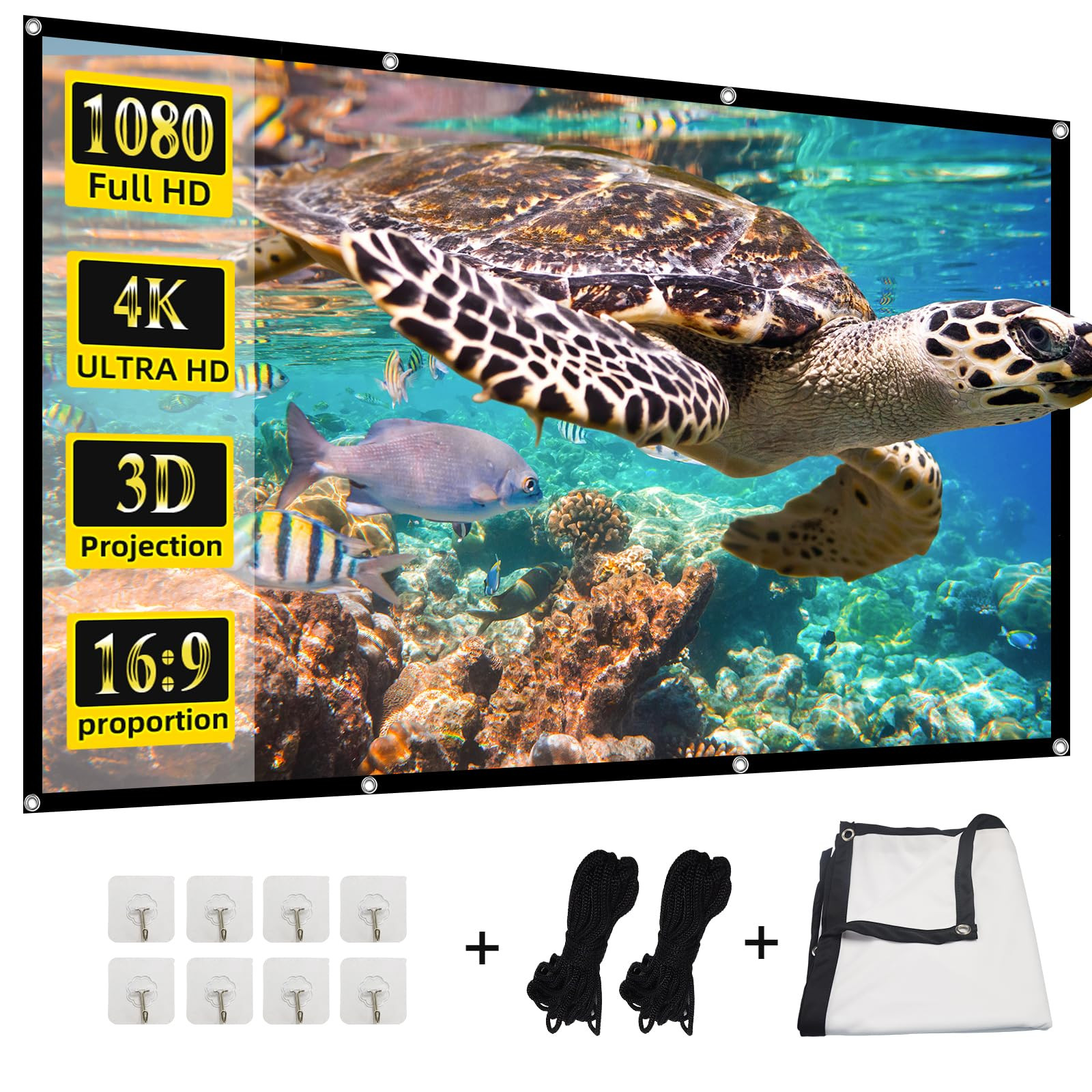 Projector Screen,HUANYINGBJB 4K 16:9 HD Rear Front Projectors Screen Foldable Projection Screen D... | Amazon (US)