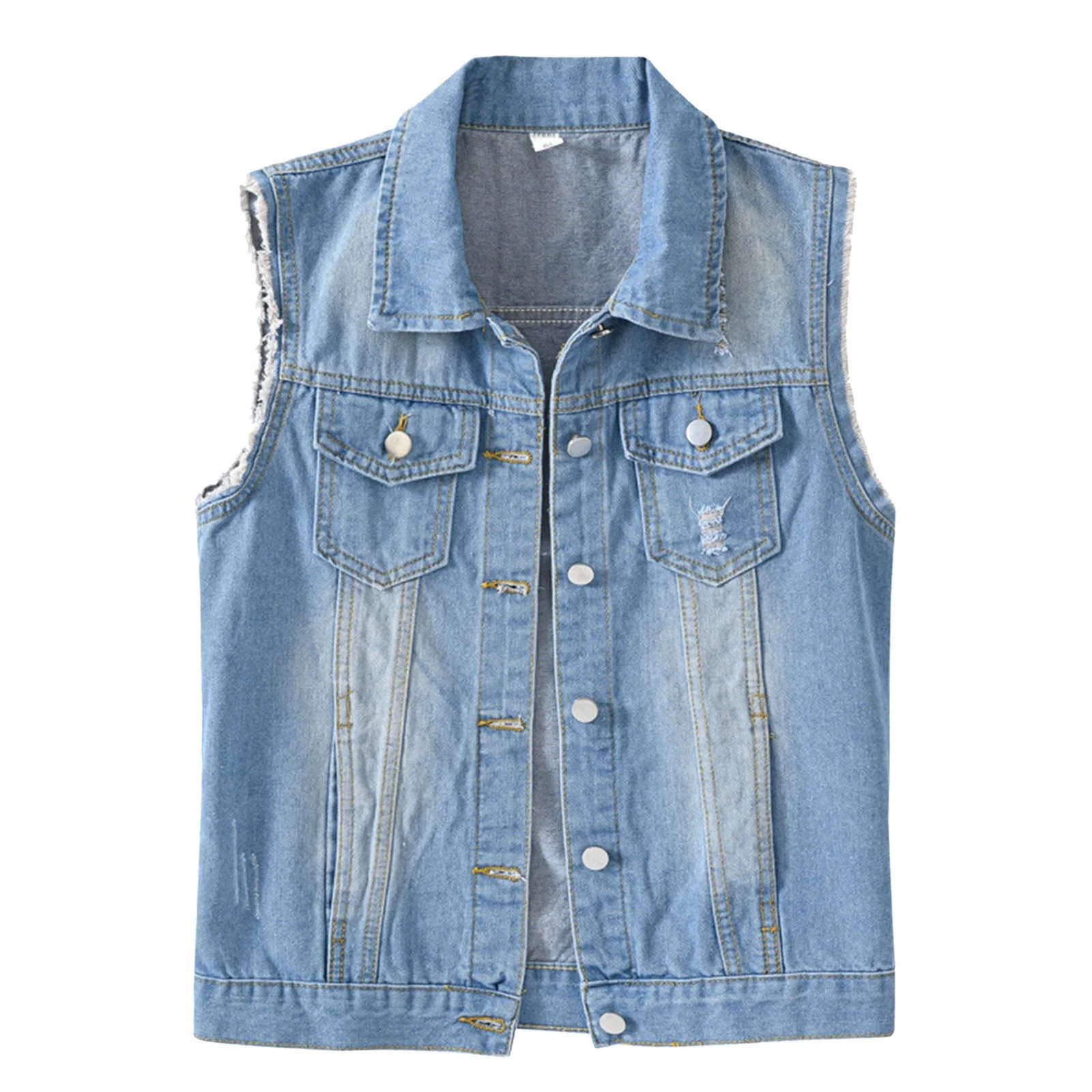 Vest Hoodie Womens Casual Denim Vest Jacket Sleeveless Collared Distressed Jean Jacket Girls Hors... | Walmart (US)