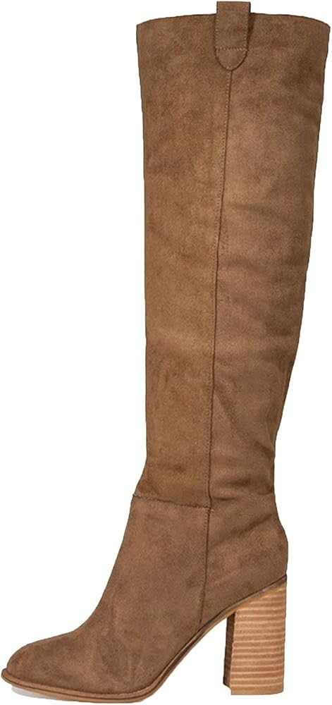Erocalli Knee High Boots Women Chunky Block High Heel Thigh High Winter Boots Pull on Classic Che... | Amazon (US)