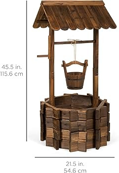 Best Choice Products Rustic Wooden Wishing Well Planter Outdoor Home D\u00e9cor for Patio, Garden... | Amazon (US)