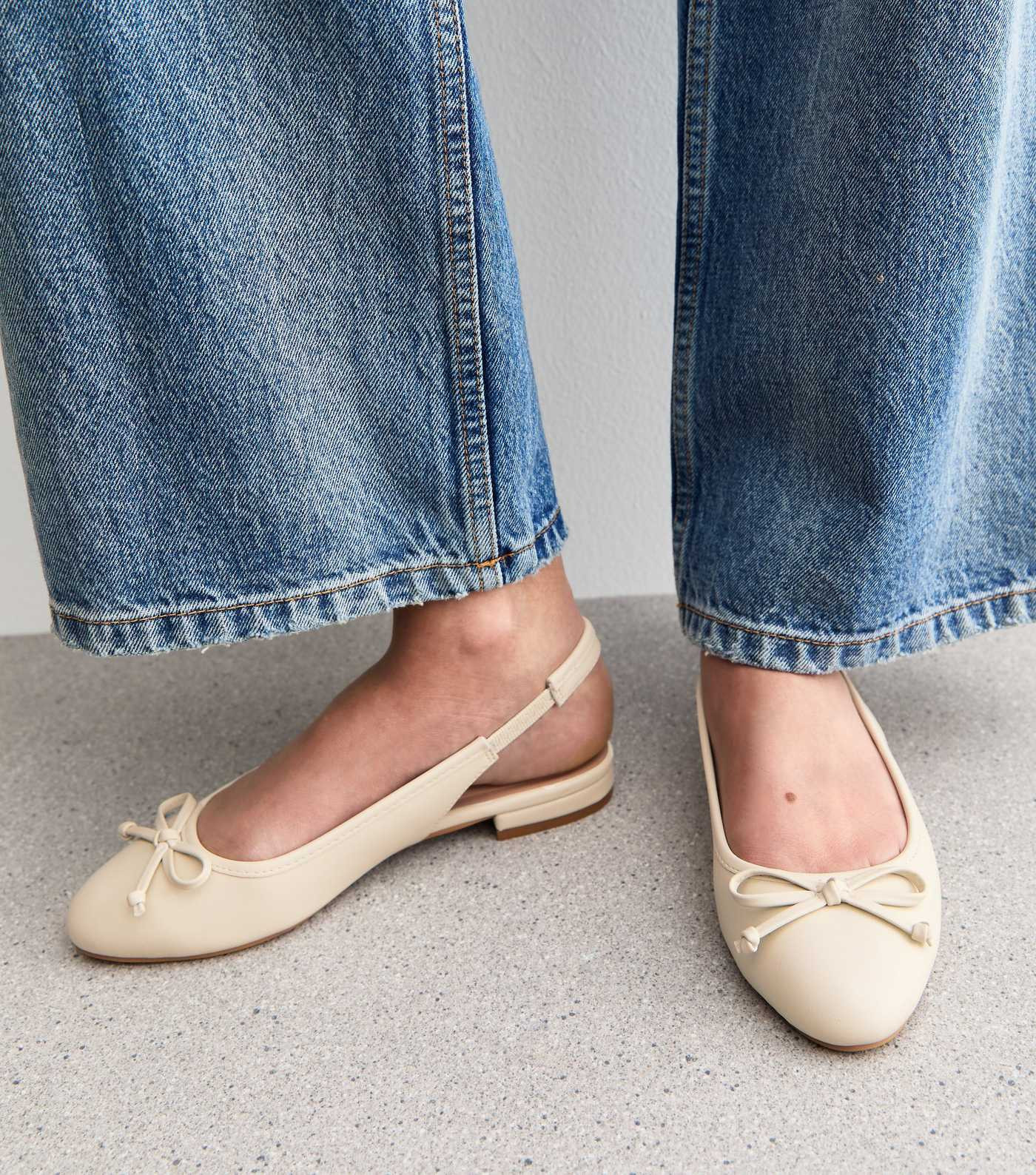Off White Faux Leather Slingback Flats | New Look | New Look (UK)