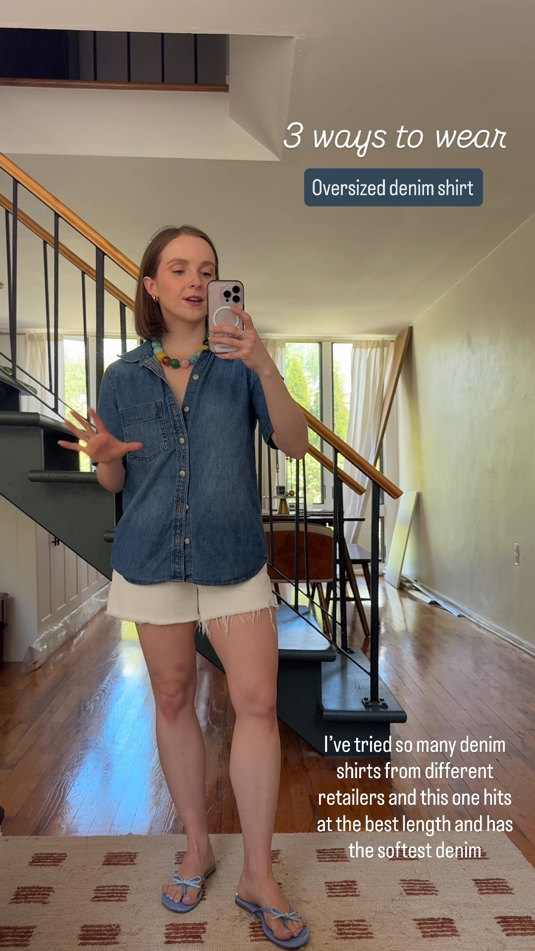 Oversized denim shirt Aritzia sale xxs size down 1!
25 white denim shorts

#LTKootd #LTKPetite #LTKSaleAlert