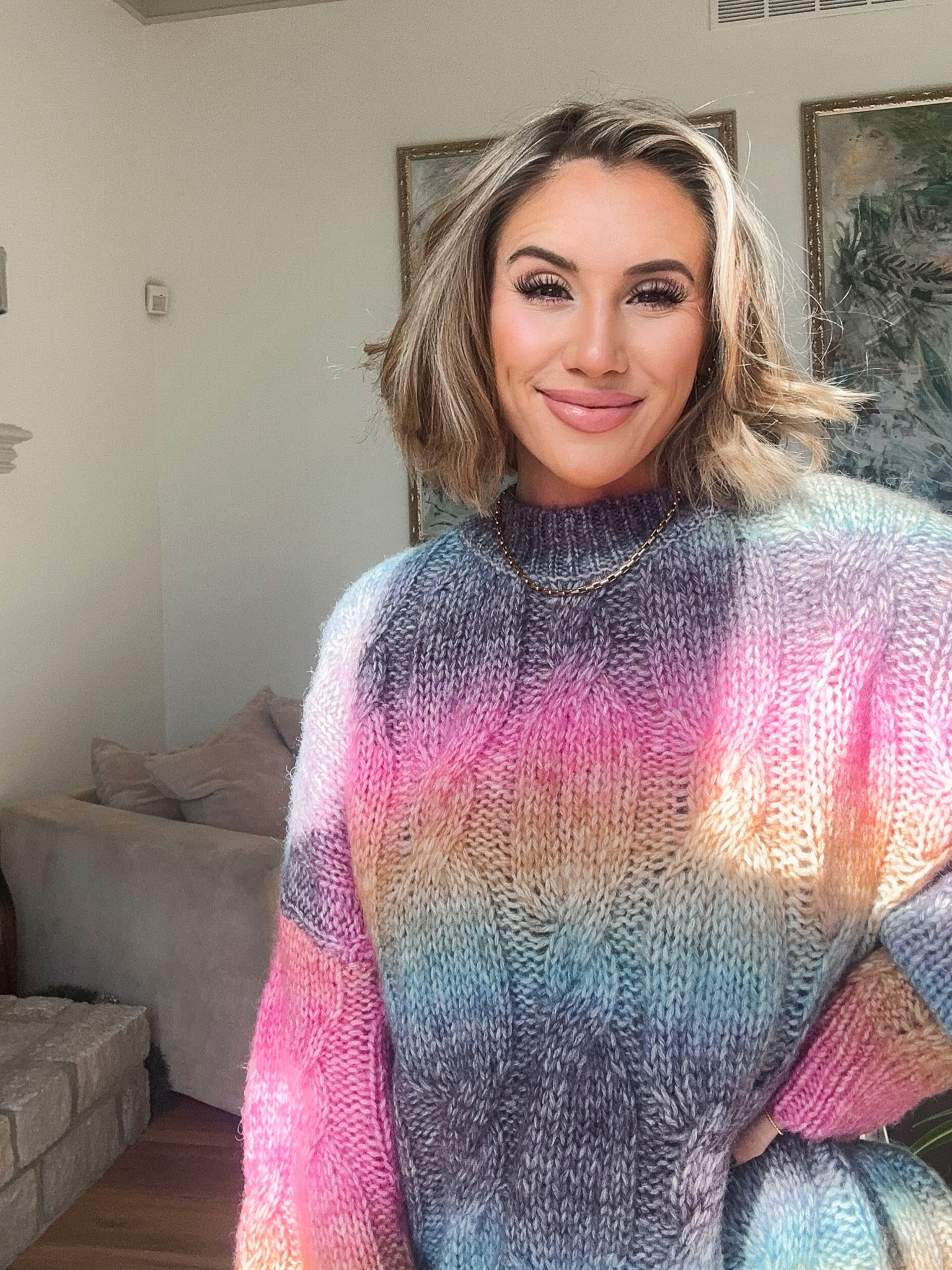 The cutest $18 Shein Sweater Find! Ultra Oversized fit with drop shoulder long sleeves. Looks super cute with leggings and boots. Semi mock neck. Bright ombre pattern with pink blue purple gold. Several colors available. Size down if you don’t want an ultra oversize fit. Cute cottagecore winter style.

#LTKfindsunder50 #LTKsalealert #LTKCyberWeek