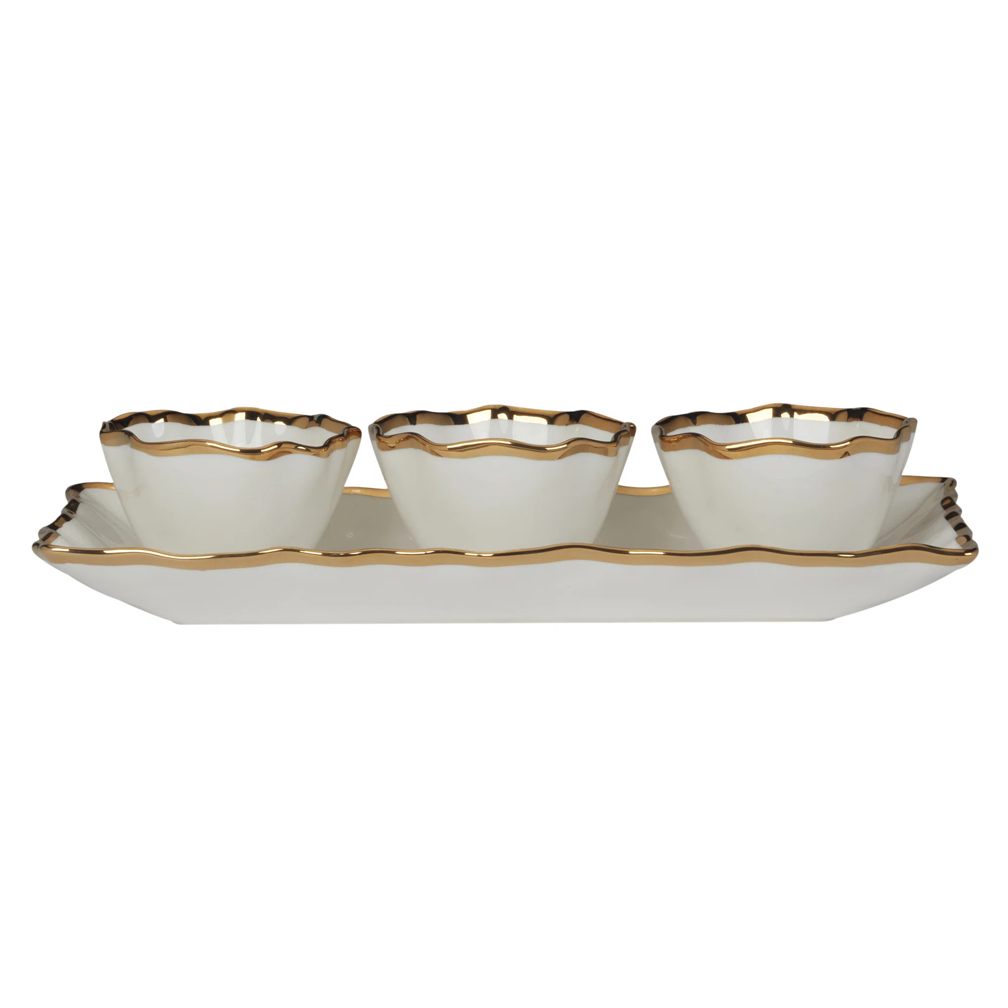 Regency Gold 4pc Tray and Condiment Bowls 14.25in | Wayfair North America