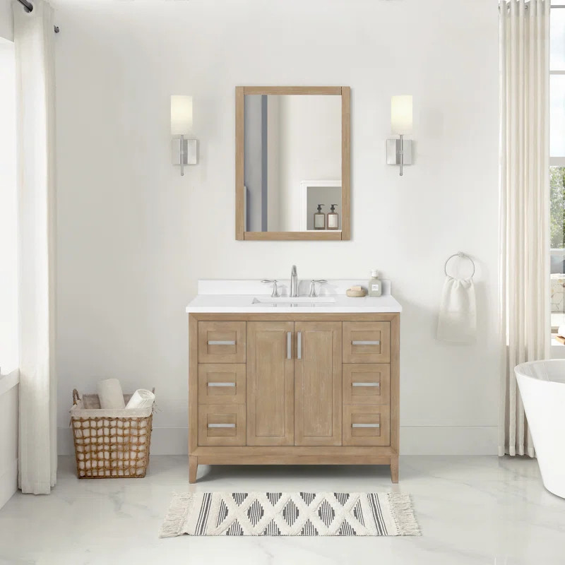 Annalize 41.97'' Single Bathroom Vanity with Engineered Marble Top | Wayfair North America