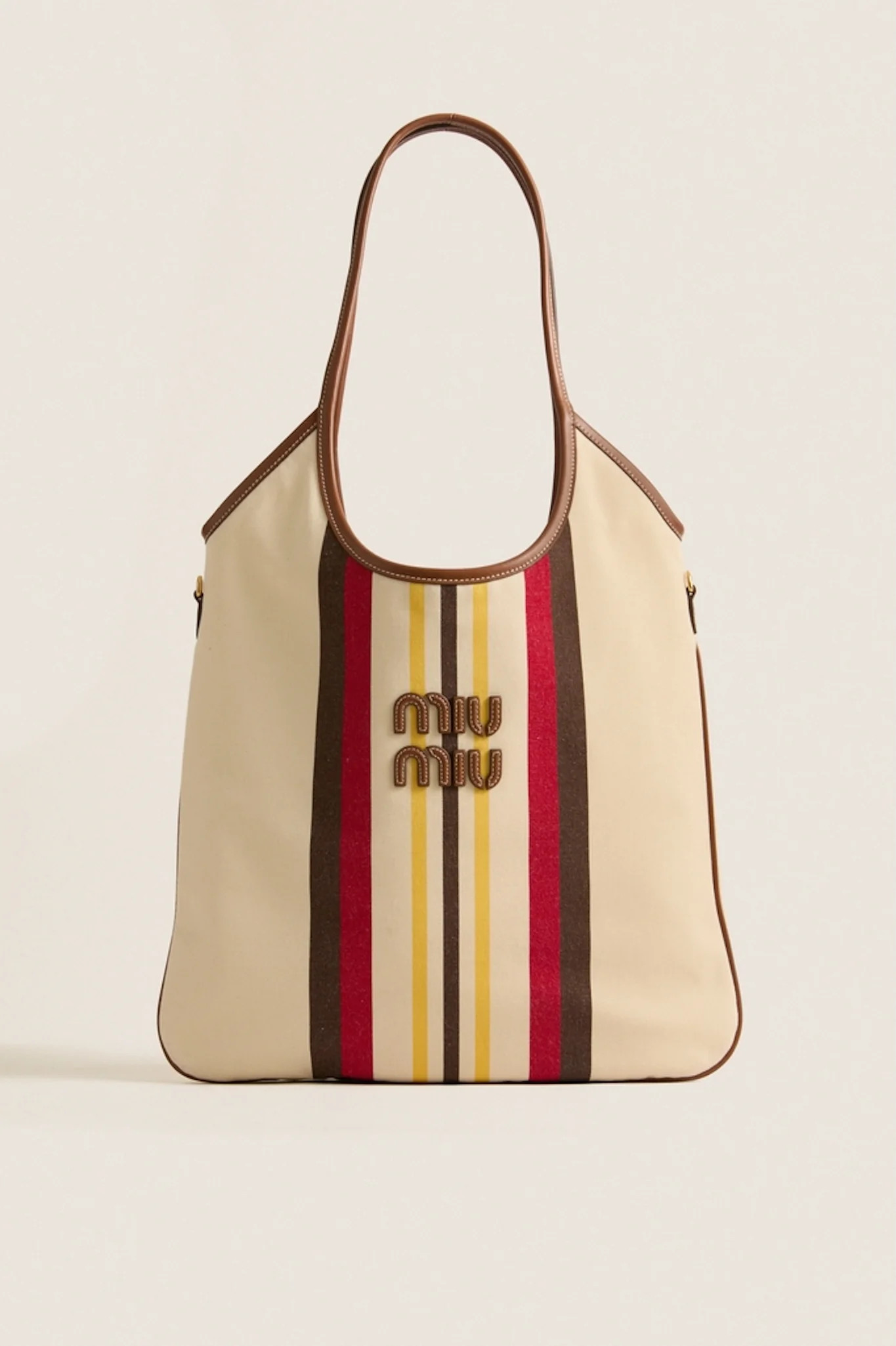 MIU MIU Ivy Naturale Moro Canvas Calfskin Striped | Tuckernuck (US)