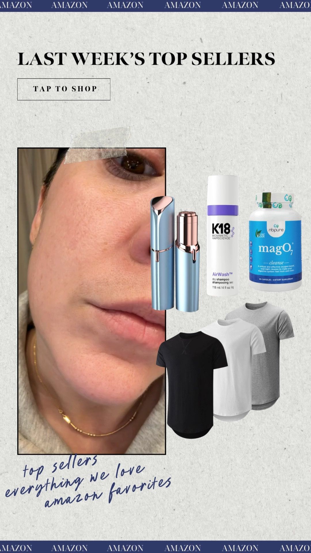 Last weeks top Amazon sellers! Everything your loving, Amazon spring sale. Mustache shaver, the best k18 dry shampoo, magnesium pills and Tom's lookalike tees. 

#LTKootd #LTKSeasonal #LTKSaleAlert