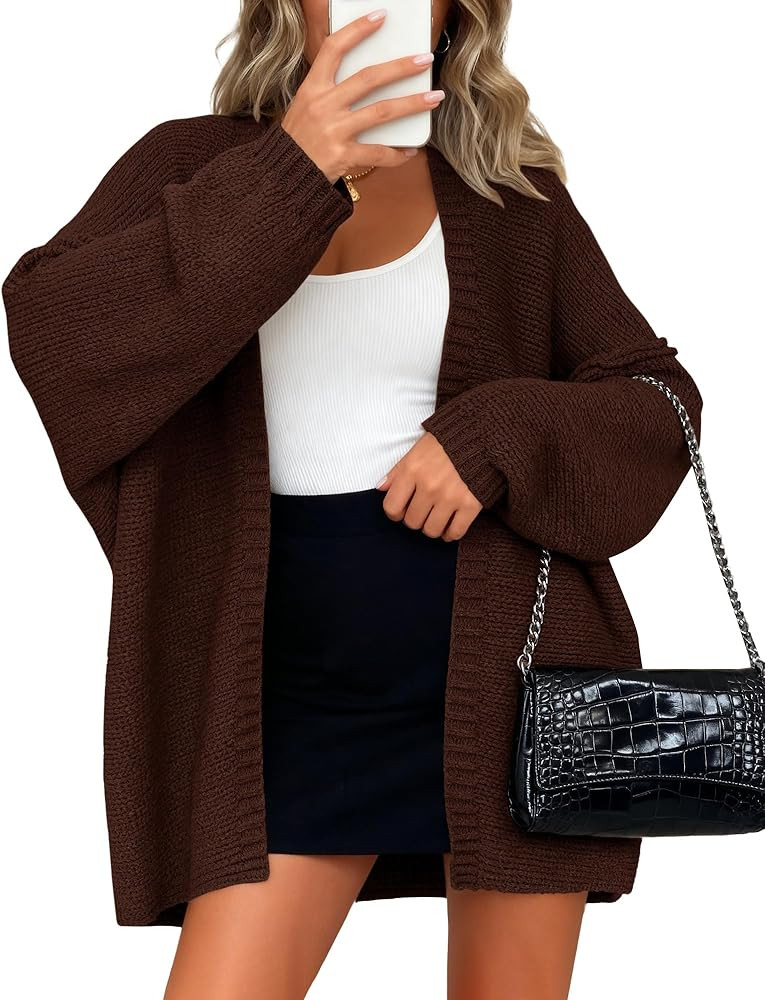 BTFBM Fall Cardigan Sweaters for Women Lightweight Casual Long Sleeve Ribbed Knit Sweater Solid O... | Amazon (US)