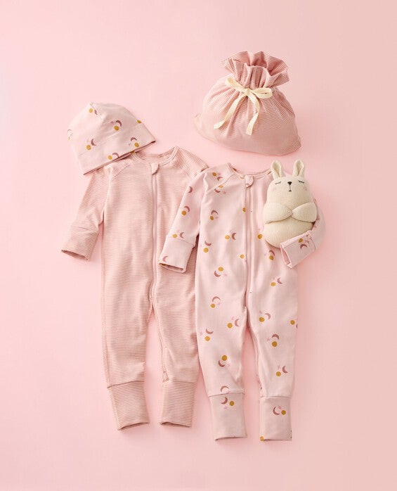 Girls' Pink Cream 4-Piece HannaSoft™ Stretch Gift Set - Size Baby NB by Hanna Andersson | Hanna Andersson