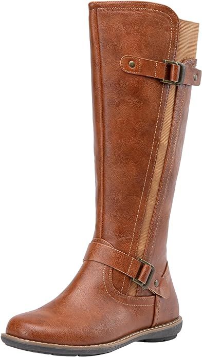 Jeossy Women's 9656 Knee-High Boots Fashion Riding Boots with Buckle | Amazon (US)