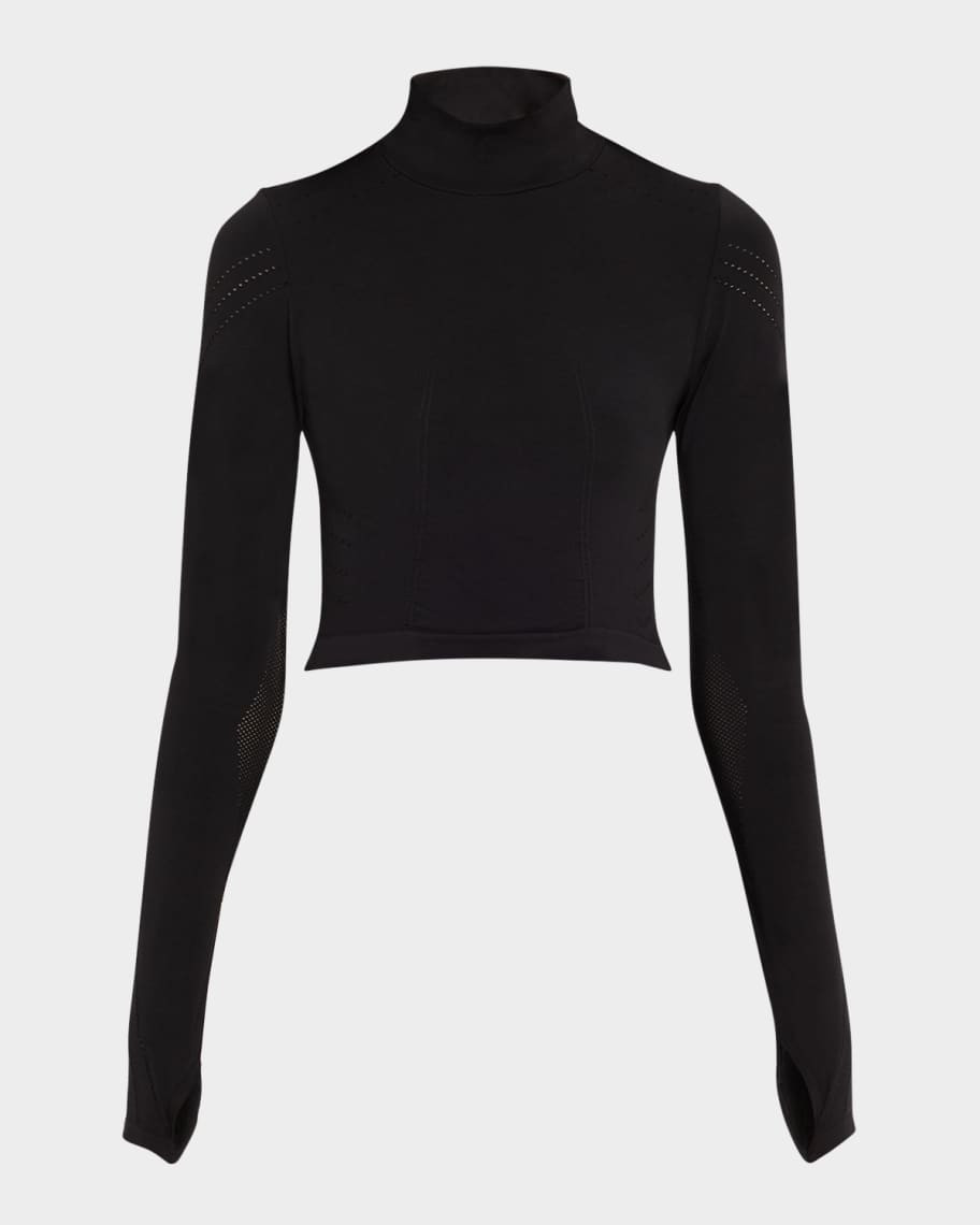 Blanc Noir Seamless Mock-Neck Crop Top | Neiman Marcus