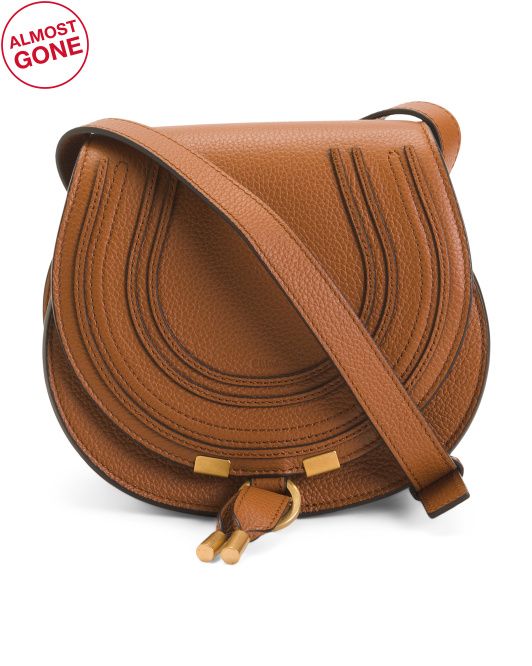 Made In Italy Grained Calskin Marcie Small Saddle Crossbody | TJ Maxx