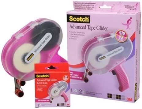 Scotch CAT 085 Advanced Tape Glider with 2 Rolls of 1/4-Inch by 36-Yard Acid Free Tape,Cure Pink | Amazon (US)