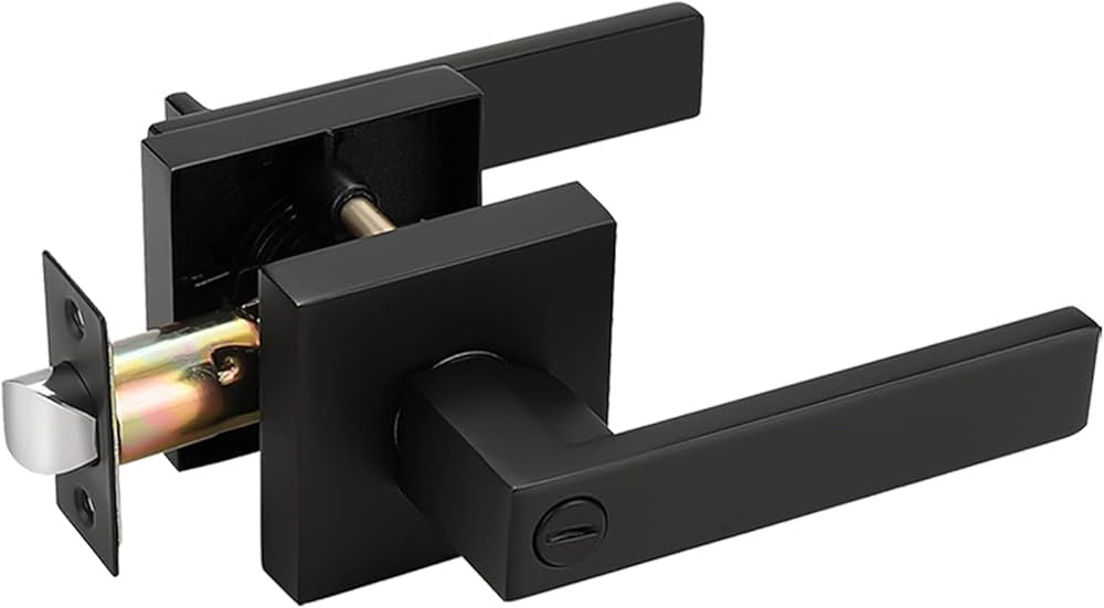 Probrico Matte Black Bed Bath Door Lever Heavy Duty Privacy Door Handle, Keyless Door Lock Interi... | Amazon (US)
