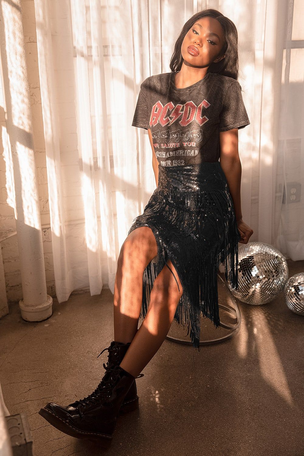 Most Radiant Black Sequin Fringe Midi Skirt | Lulus (US)
