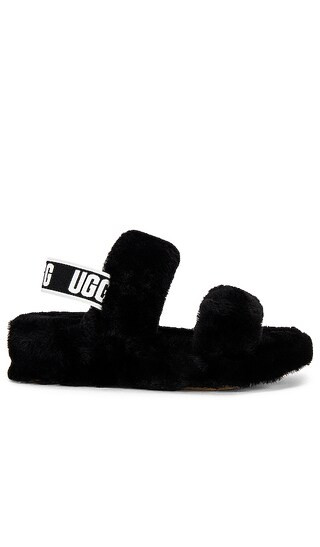 Oh Yeah Shearling Slide in Black | Revolve Clothing (Global)