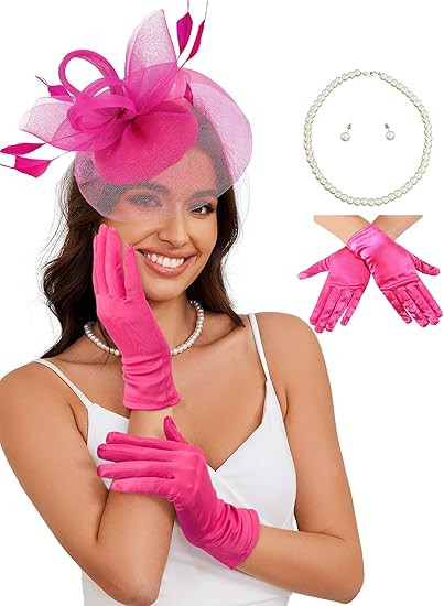 Ibeauti Fascinator Hats with Screentouch Lace Gloves Set for Women Tea Party Cocktail Wedding Der... | Amazon (US)