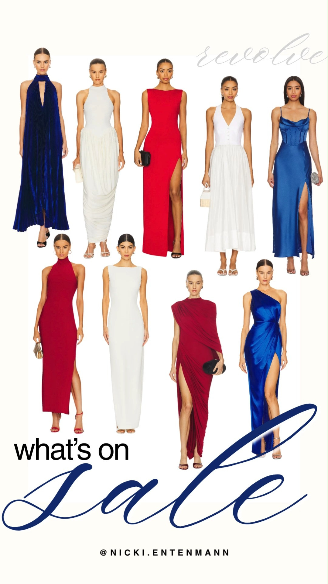 Turn heads at your next special event with these gorgeous Revolve dresses currently on sale. This sophisticated collection features an elegant color palette of deep blues, bold reds, and crisp whites across stunning maxi and midi silhouettes. From glamorous thigh-high slits and satin cowl neck designs to chic high-neck halter styles, these elevated pieces are perfect for weddings, formal galas, or a fancy night out.

#revolve #revolveme #salealert #formalwear #weddingguestdress #maxidress #mididress #revolvehaul #eveninggown #shoppinghaul 

 #LTKootd #LTKSaleAlert #LTKWedding