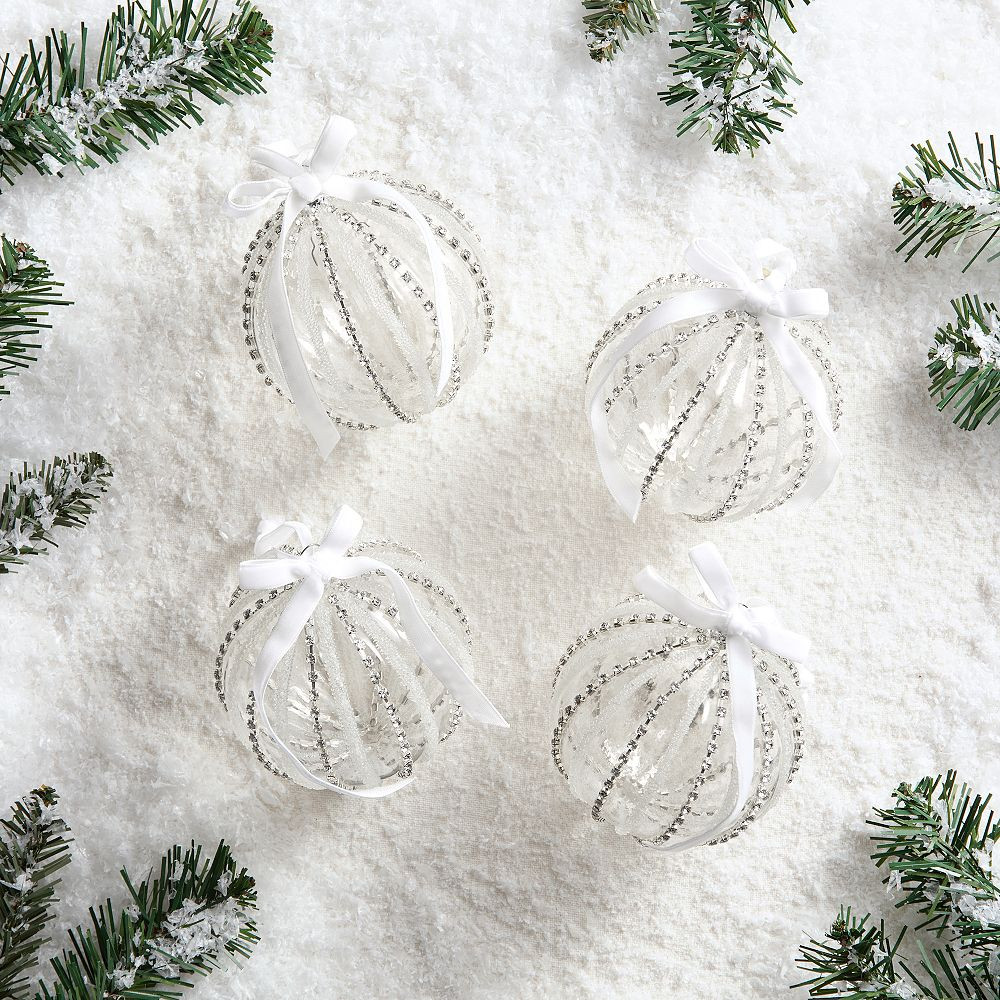 LoveShackFancy Glass Ball With Bow Ornaments - Set of 4 | Pottery Barn Teen