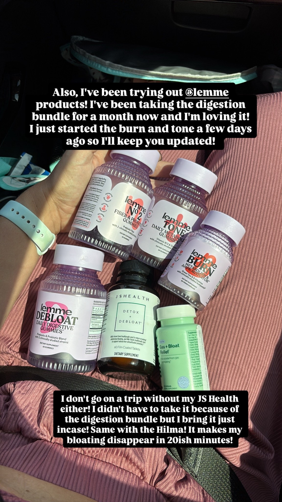 Travel tummy tips from your bloat-prone bestie 😅
I’ve been using the @lemme digestion bundle for about a month and I’m obsessed — I haven’t even needed to use my backup JS Health or Hilma this trip 🙌🏼 But you know I still pack them just in case 😂 #MomLifeMustHaves #TravelEssentials #LTKStayAtHomeMom #DigestiveSupport
