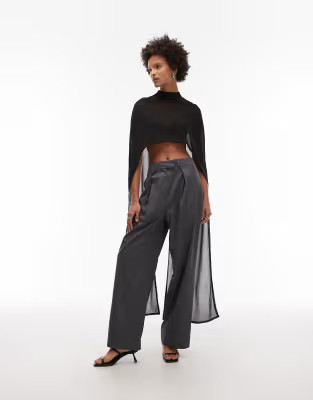 ASOS DESIGN floor length mesh cape top in black | ASOS (Global)