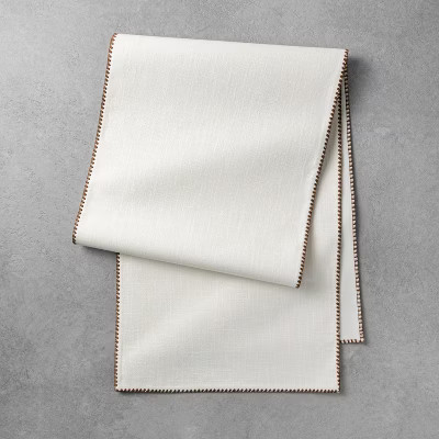 Edge Stitch Table Runner Sour Cream/Pumpkin Brown - Hearth & Hand™ with Magnolia | Target