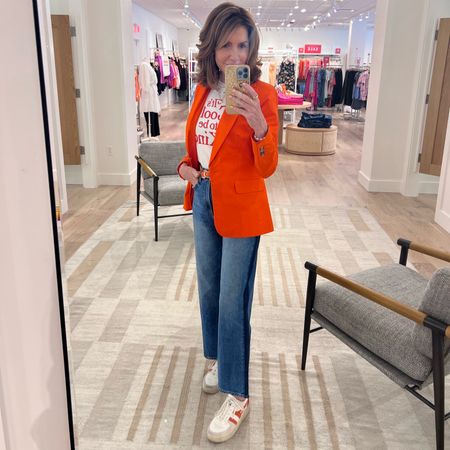 Sharing this fun orange blazer that is so fun and perfect for spring and summer. This blazer is on sale and less than $40. Paired with these high rise straight jeans in a vintage wash. The fit is so good. These jeans are currently 40% off. 

Loft high rise jeans, straight leg jeans, orange blazer, blazer denim style



#LTKstyletip #LTKFind #LTKsalealert