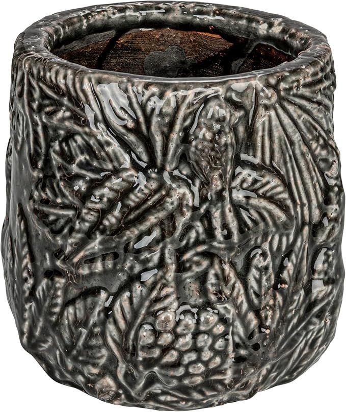 Creative Co-Op Decorative Terra-Cotta Planter with Embossed Pattern, Grey | Amazon (US)