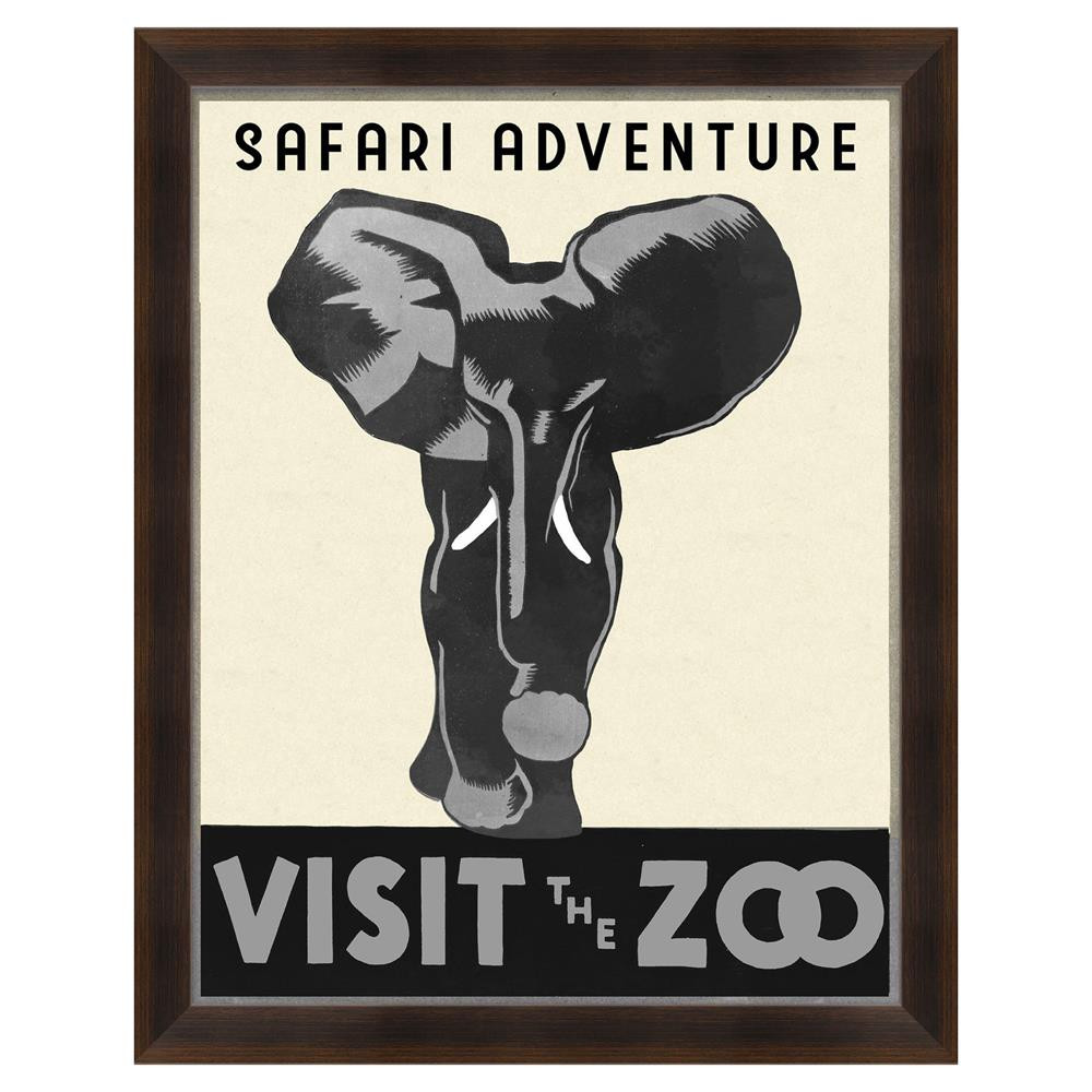 Garnet Modern Classic Visit Zoo Grey Elephant Poster Framed Art | Kathy Kuo Home