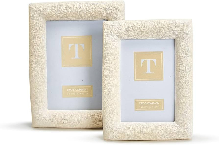Two's Company Ivory Shagreen Texture Set Of 2 Photo Frame in 2 Sizes: 4" X 6" & 5" X 7" | Amazon (US)