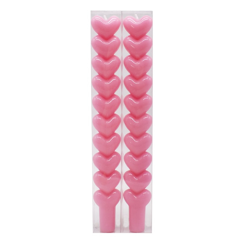 2-Pack Pink Heart Taper Candles, 10" | At Home