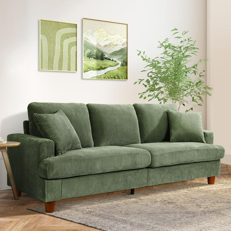 87" Corduroy Sofa,3 Seater Sofa with Extra Deep Seats,Neche Comfy Upholstered Couch for Living Ro... | Walmart (US)