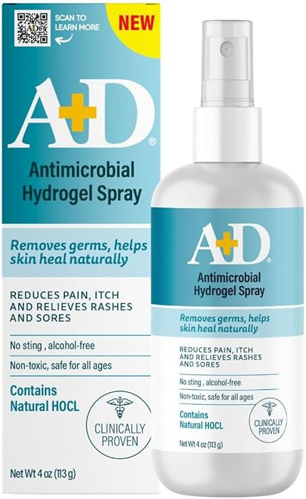 A+D Antimicrobial Hydrogel Spray – with Hypochlorous Acid, Removes Germs, Helps Heal Rashes & I... | Amazon (US)