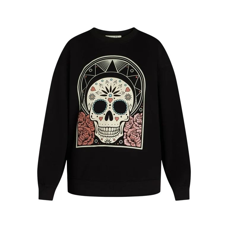 Sugar Skull Women's Graphic Sweatshirt with Long Sleeves, Sizes XXS-XXL | Walmart (US)