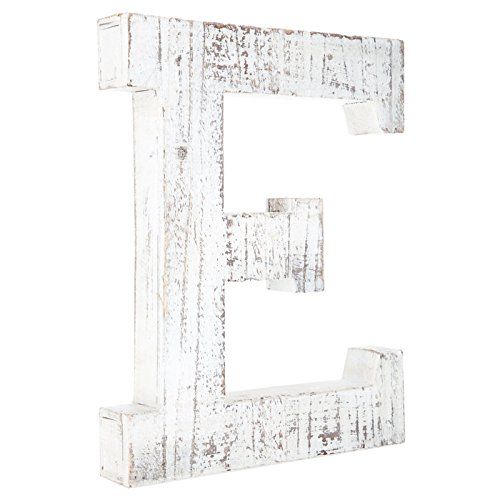 Distressed White Alphabet Wall Décor / Free Standing Monogram Letter "E" | Amazon (US)