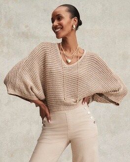 V-neck Sequin Knit Poncho | Chico's