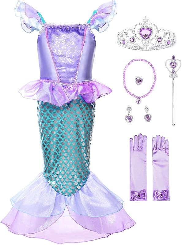 JerrisApparel Girls Princess Mermaid Costume Cosplay Party Dress | Amazon (US)
