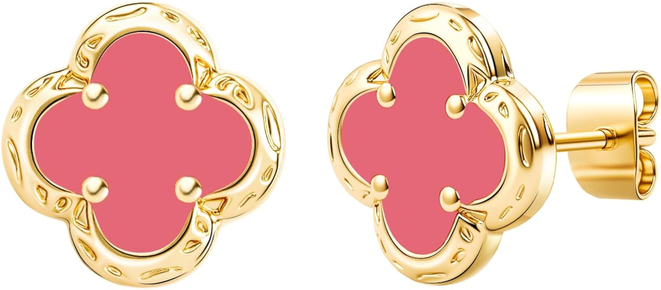 Elegant Black Onyx Clover Stud Earrings, 14K Gold Plated Four Leaf Hypoallergeinc Stud Stainless ... | Amazon (US)