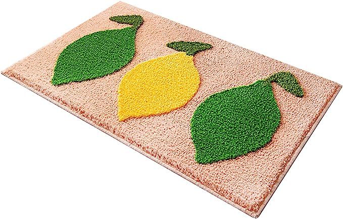 Lemon Bathroom Mat Decor,31.5''x19.6''Fruit Pattern Soft Lemon Floor Rug Microfiber Shaggy Water ... | Amazon (US)