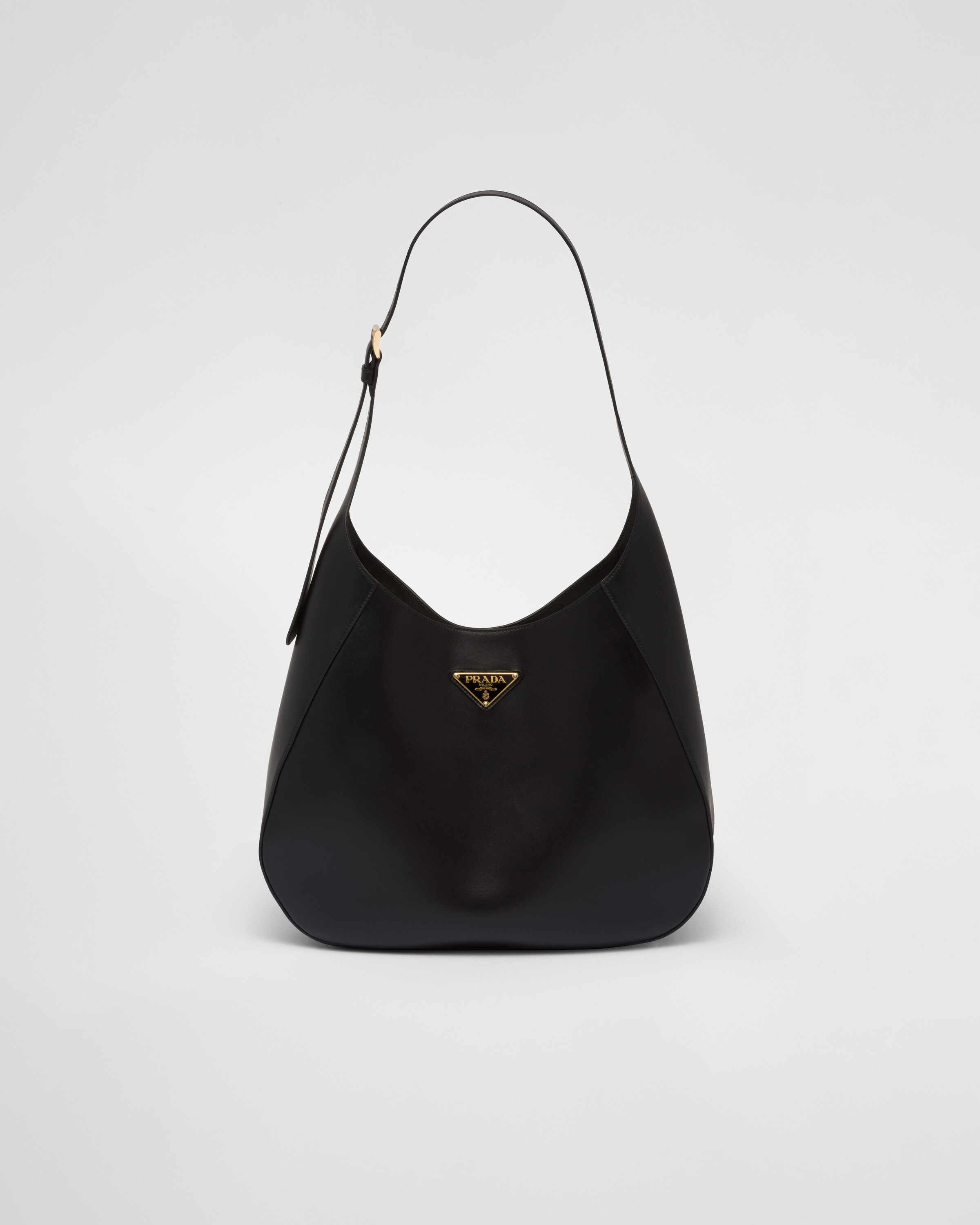 Large leather shoulder bag with topstitching | Prada US