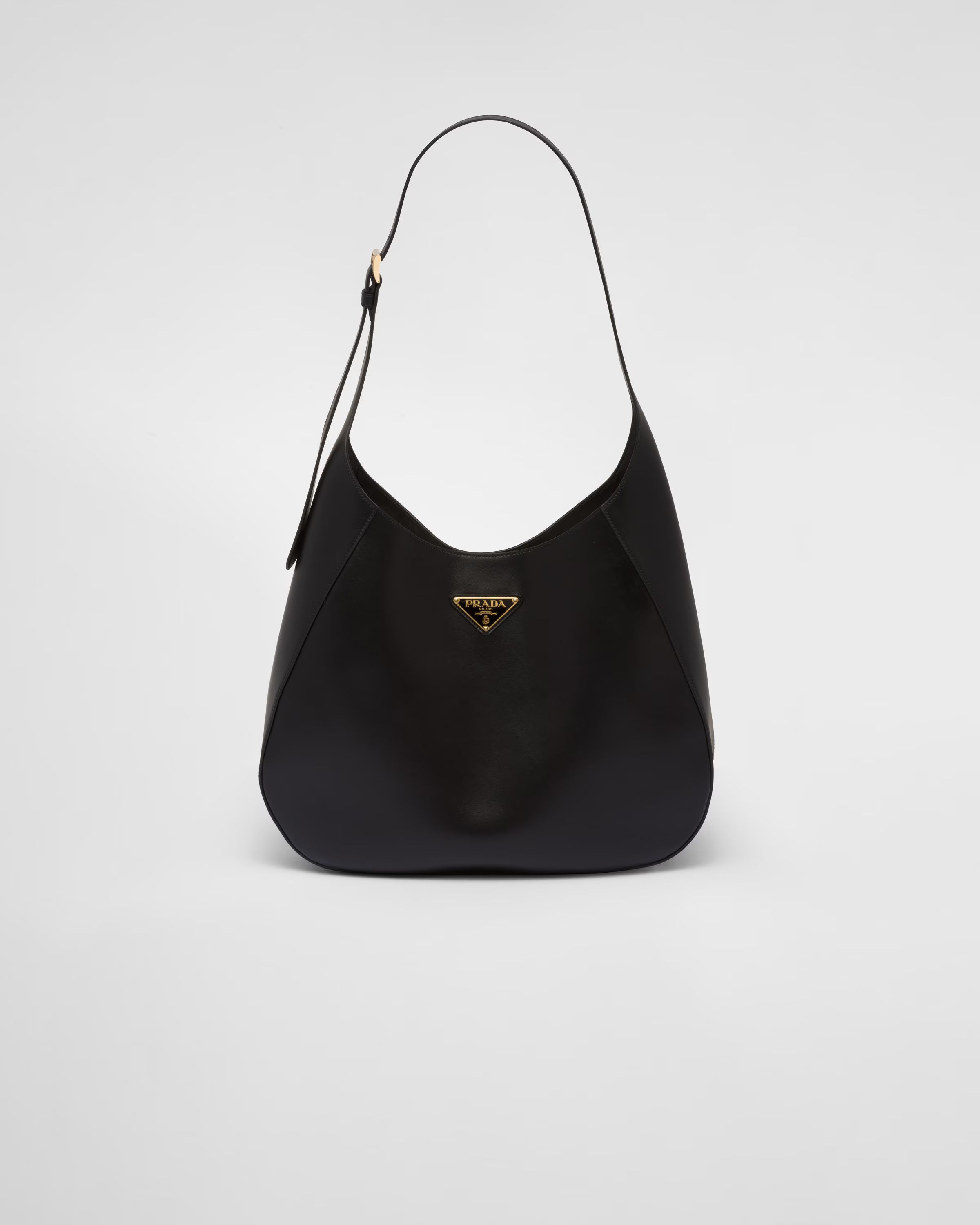 Large leather shoulder bag with topstitching | Prada US