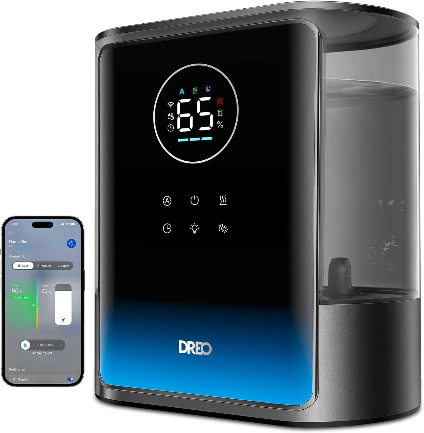 DREO 8L Smart Humidifier Large Room, 80H Runtime, Warm & Cool Mist, HM717S | Amazon (US)
