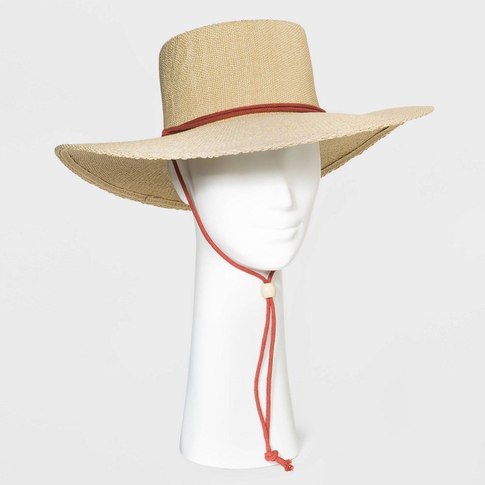 Women's Straw Boater Hat with Chin Strap - Universal Thread Light Natural | Target
