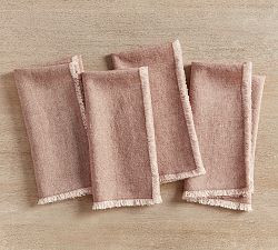 Frayed Oversized Linen Napkins - Set of 4 | Pottery Barn (US)