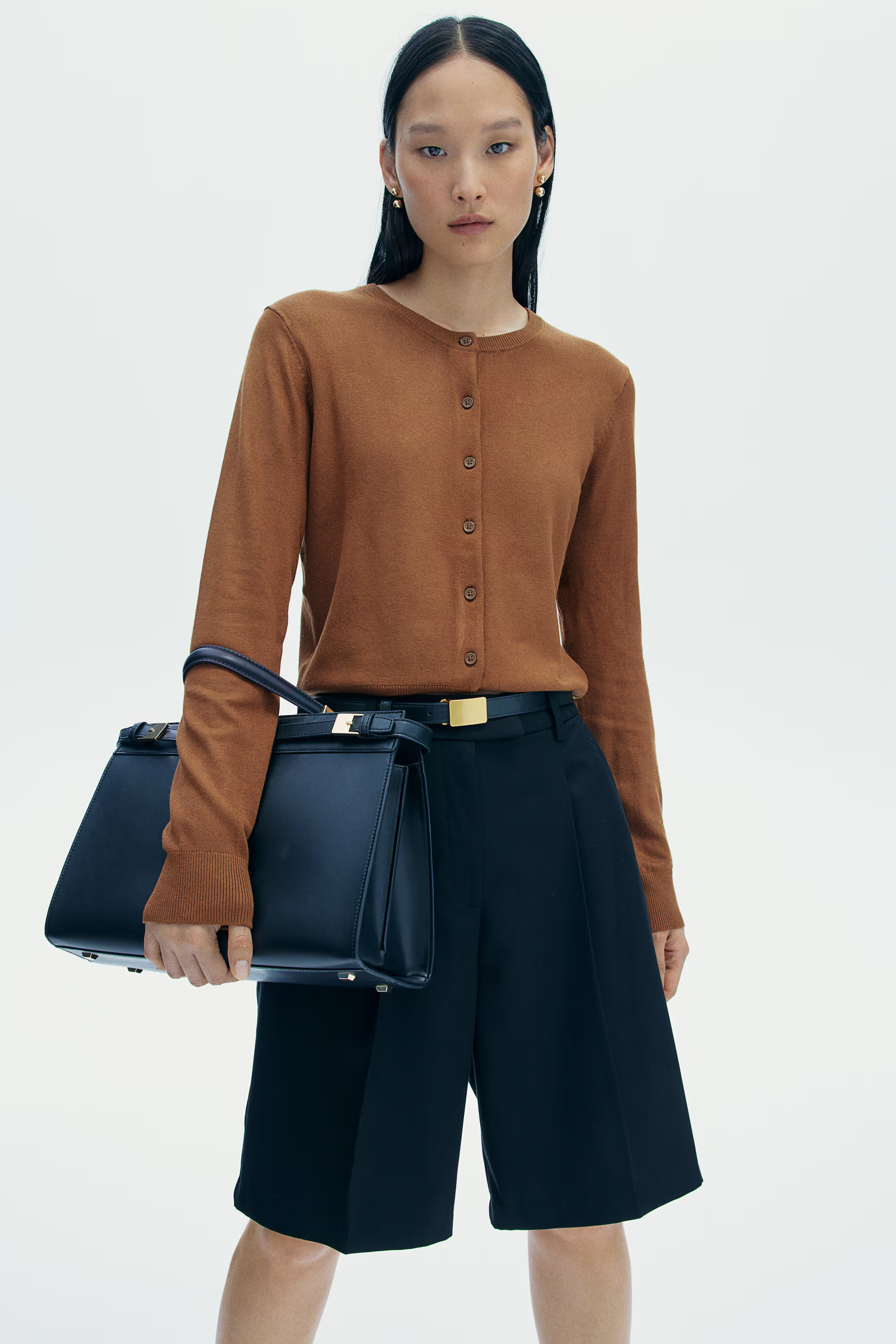 Fine-knit Cardigan - Long sleeve - Regular length - Taupe - Ladies | H&M US | H&M (US + CA)